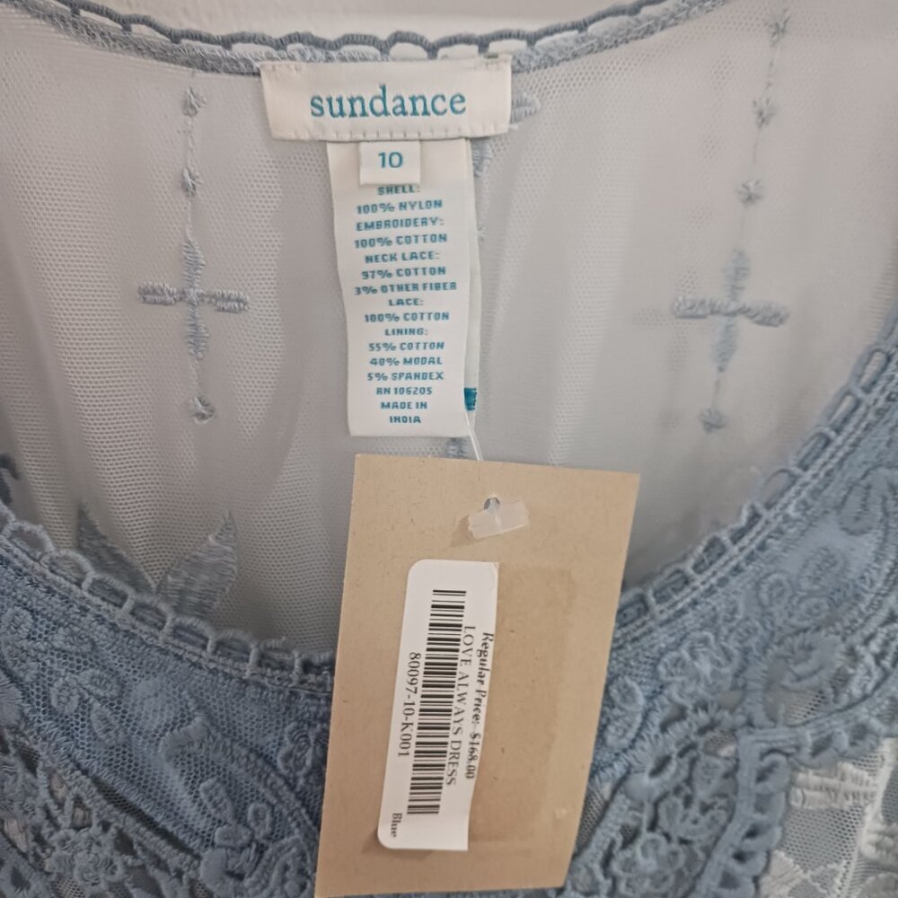 NWT Sundance Dusty Blue Lace Overlay Dress Sz 10 Love Always - Picture 3 of 13